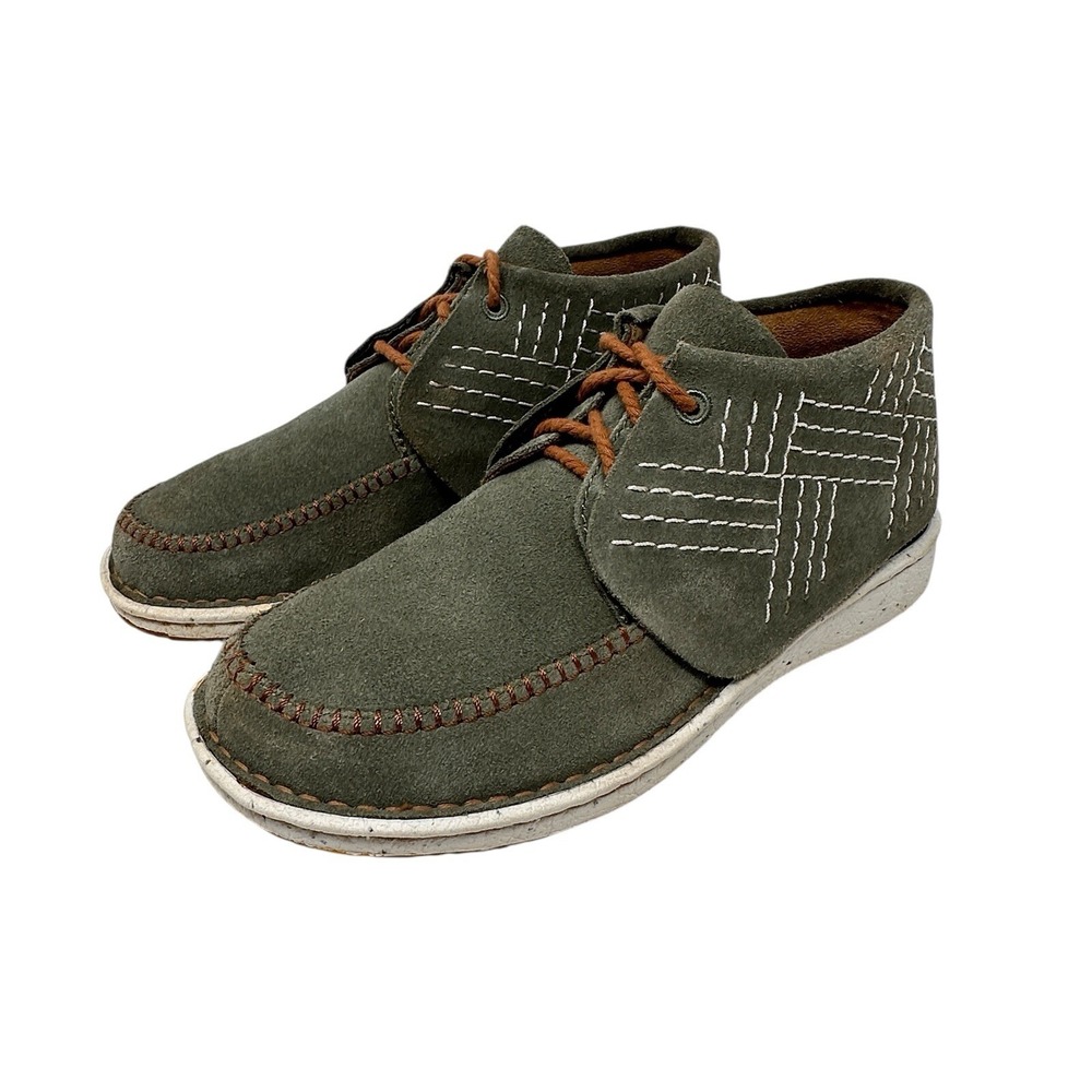 Justin Womens Olive Green Suede Sashiko Stitch Moc Toe Chukka Boots Size 8M